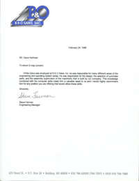 Letter from B&O Saws